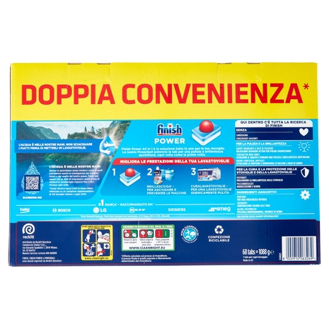 Finish Power All in One regular pastiglie lavastoviglie 34x2 lavaggi 1088 g